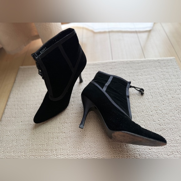 BOTTEGA VENETA Women Black Suede Ankle Boots, 3" heels,Size 37, Authentic - Picture 1 of 14